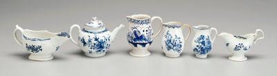 Appraisal: Six pieces Caughley Worcester blue and white decorated porcelain teapot