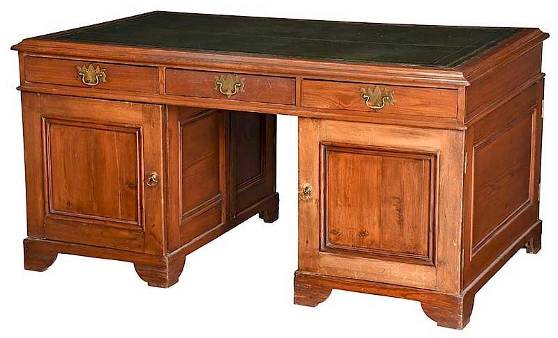 Appraisal: Georgian Pine Leather Top Partner's Desk British th century with