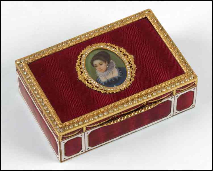 Appraisal: ITALIAN ENAMEL BOX Bearing a central oval portrait of a