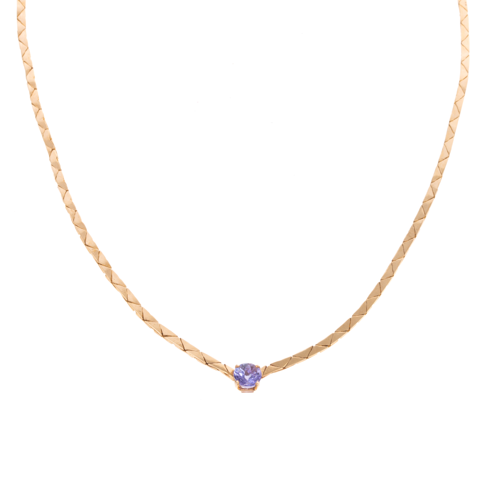 Appraisal: A TRIANGLE LINK GEMSTONE NECKLACE IN K K yellow gold