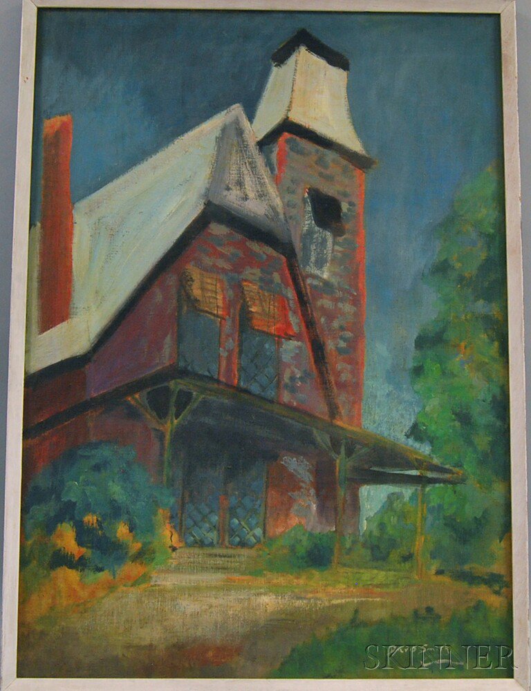 Appraisal: American School th Century House and Tower Signed David Smith