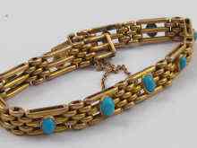 Appraisal: A late Victorian ct gold gate bracelet set with turqoise