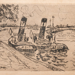 Appraisal: Paul Signac French - Pont des Arts avec remorqueurs etching