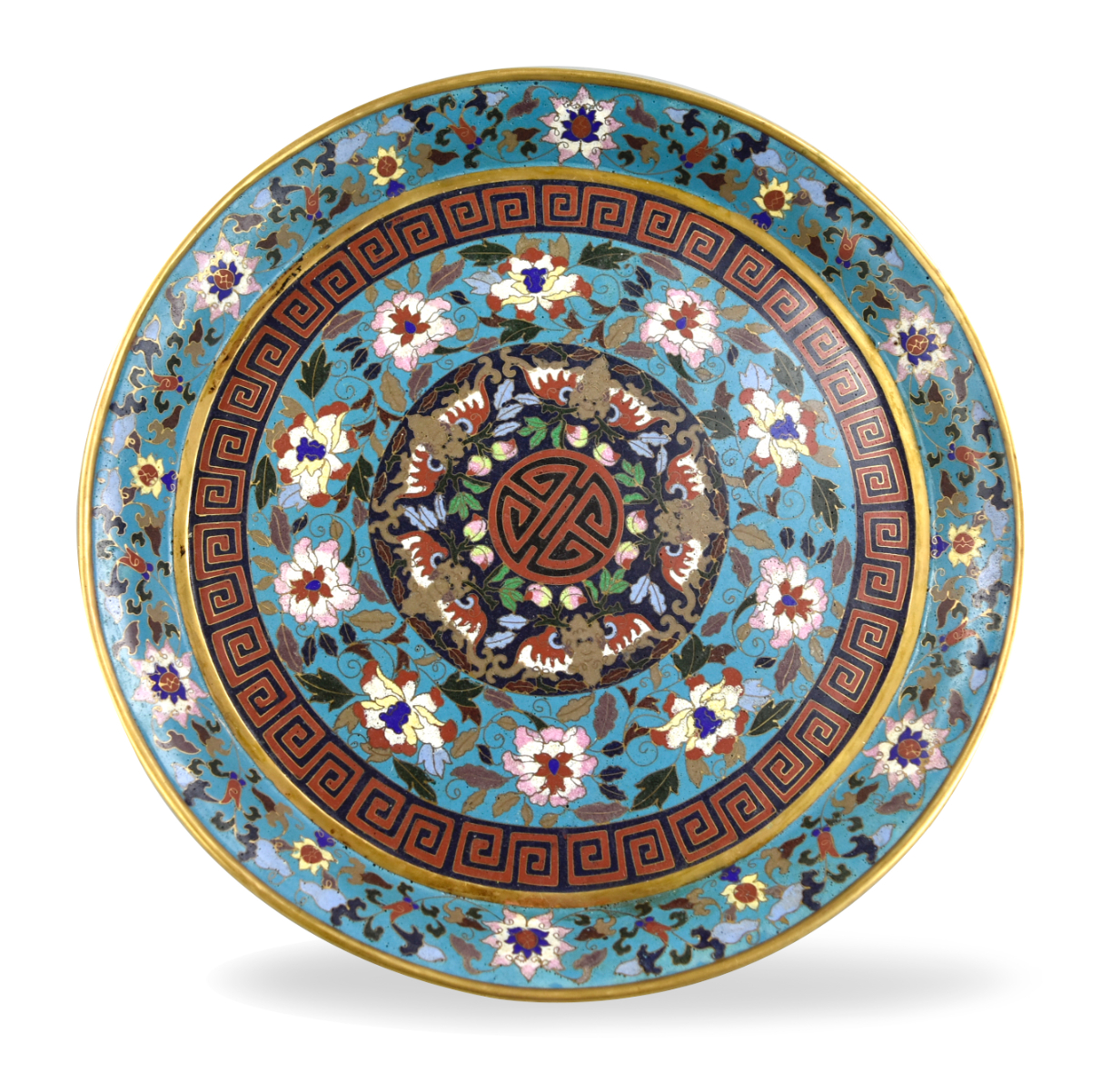 Appraisal: Chinese - th C a large cloisonne plate robustly cast