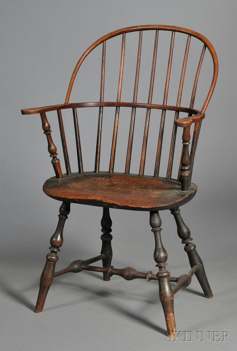 Appraisal: Dark Brown-painted Sack-back Windsor Chair southeastern New England late th