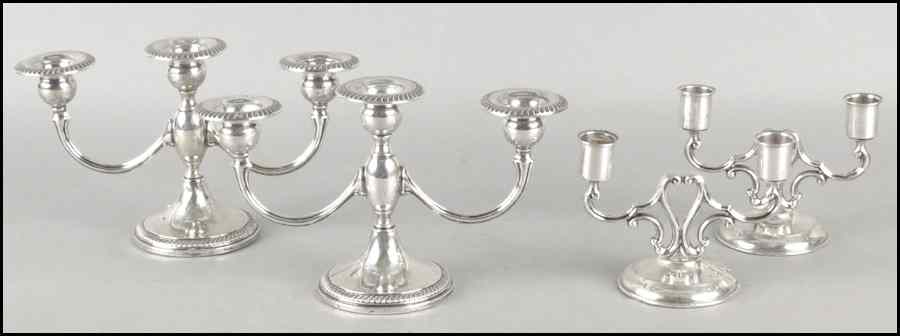 Appraisal: TWO PAIRS OF AMERICAN WEIGHTED STERLING SILVER TWO-LIGHT CANDELEBRA Comprised