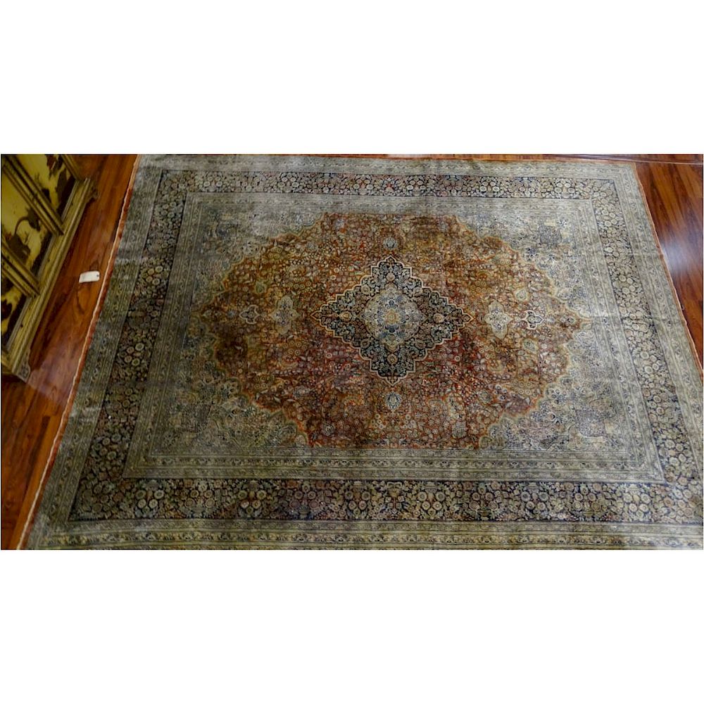 Appraisal: Persian Silk Rug Semi Antique Persian Silk Qum Style Area