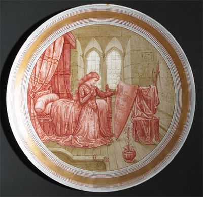 Appraisal: A Minton Gothic Revival plate painted with a heraldic scene