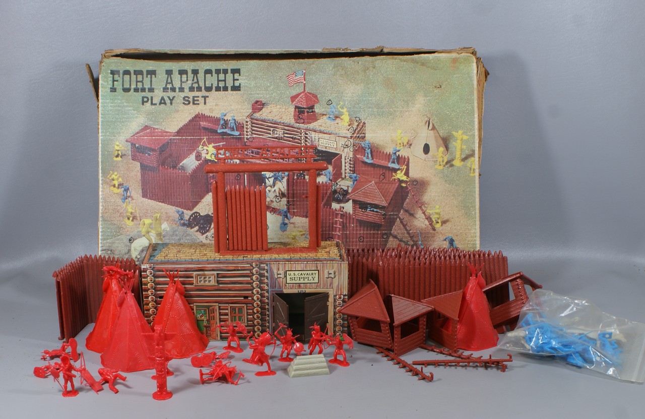 Appraisal: Fort Apache Play Sets by Marx tin lithograph plastic with