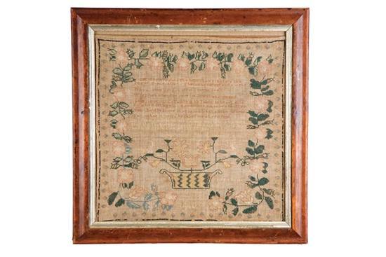 Appraisal: PENNSYLVANIA SAMPLER Eleanora Amelia Entler Adams or York County silk