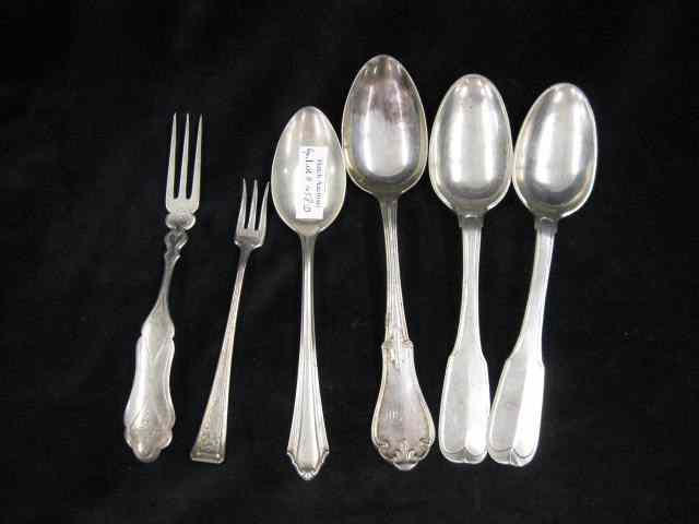 Appraisal: Silver Flatware sterling coin European silver a plated fork pcs