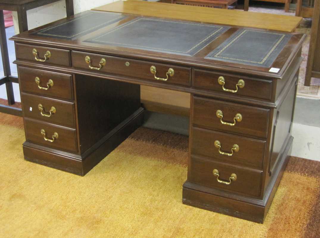 Appraisal: FLAT-TOP WRITING DESK Ethan Allen Furniture Co late th century