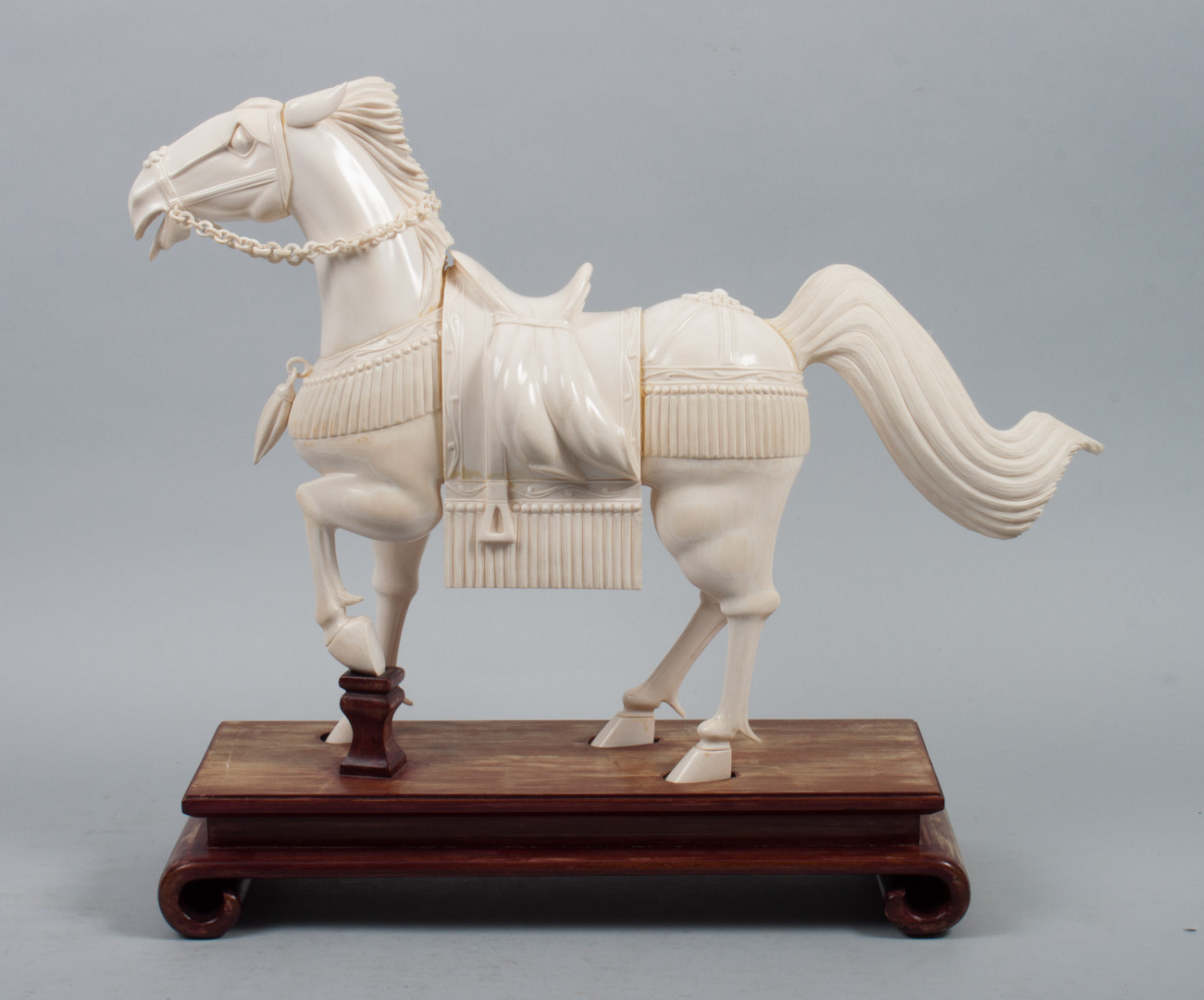 Appraisal: Chinese carved ivory Tang style horse large and detailed figure