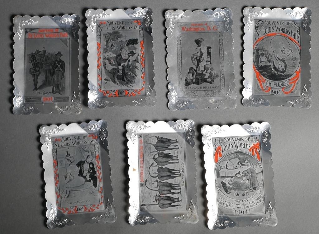 Appraisal: Period novelty aluminum trays from the World's Fair each with