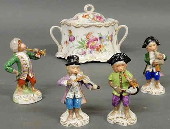 Appraisal: Assembled four piece German porcelain monkey band h each as