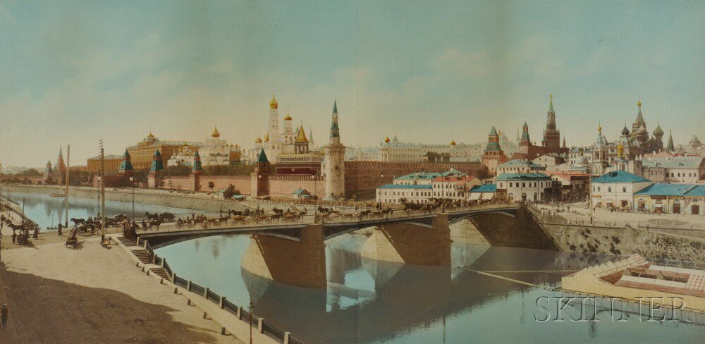 Appraisal: Hand-tinted Panoramic Photograph of the Kremlin Russia late th century