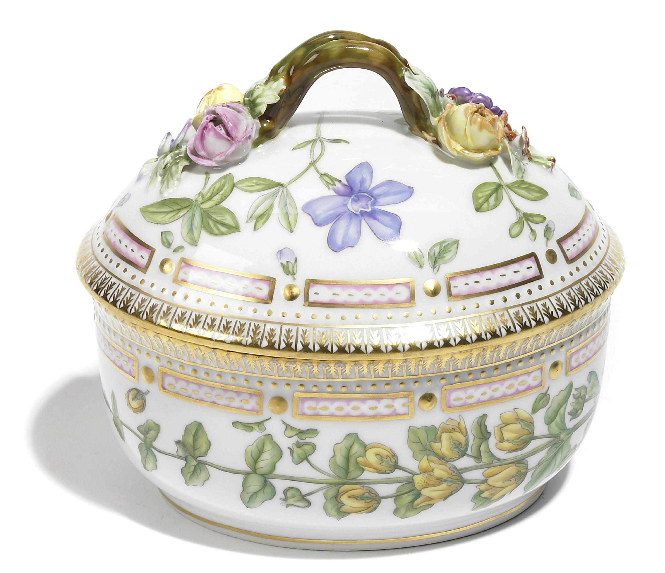 Appraisal: A Royal Copenhagen porcelain Flora Danica large covered sugar bowl