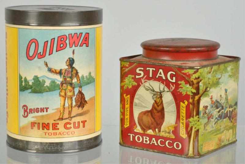 Appraisal: Lot of Tobacco Tins Description Includes Ojibwa and Stag with