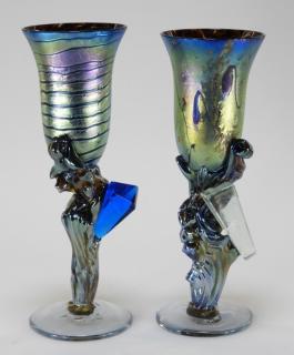 Appraisal: PR Colin Heaney Art Glass Champagne Flutes AUSTRAILIA b A