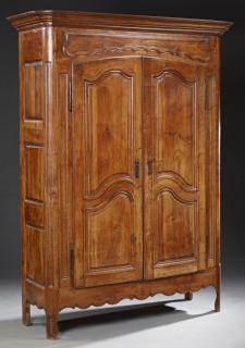 Appraisal: Unusual French Louis XV Style Carved Walnut Armoir Unusual French