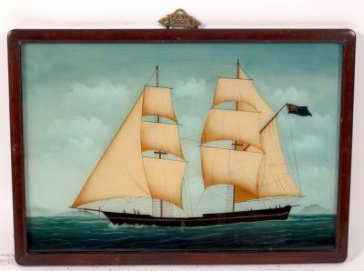 Appraisal: Early th Century Chinese School British Sailing Ship reverse painting