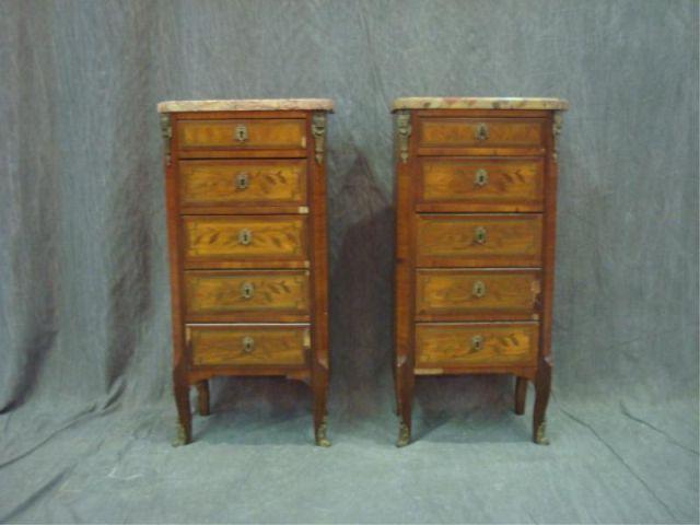 Appraisal: Pair of Louis XV Style Bronze Mounted End Tables With