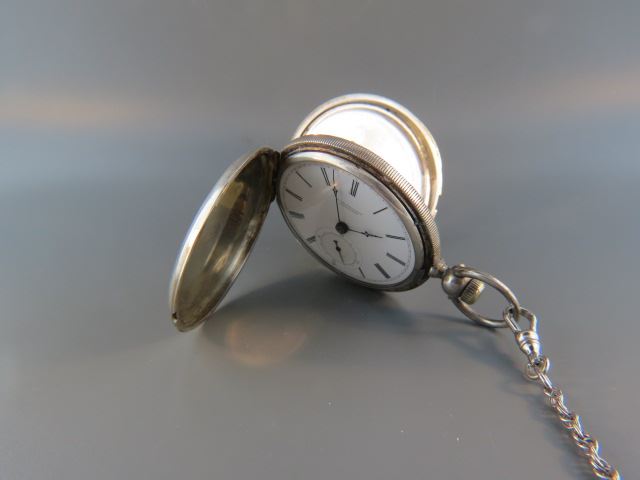 Appraisal: Early Longines Pocket Watch keywind sterling silver case mm working