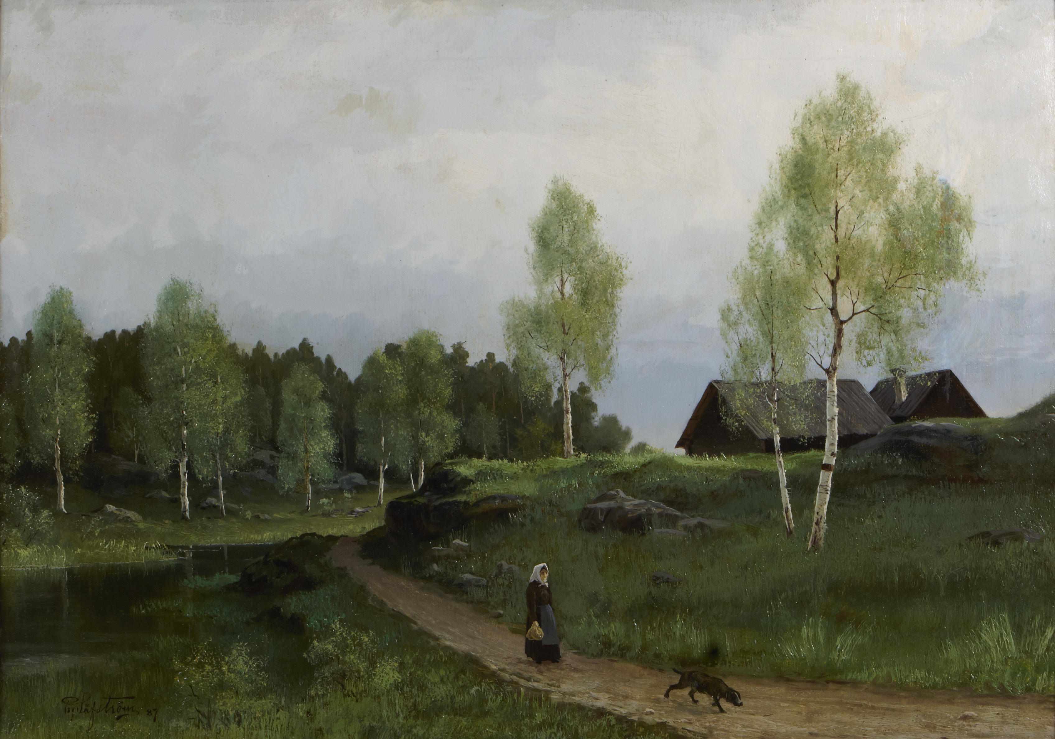 Appraisal: Swedish School A wooded landscape with a woman and a