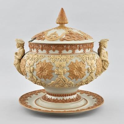 Appraisal: A Mettlach Tureen and Cover with Underplate The elegant tureen