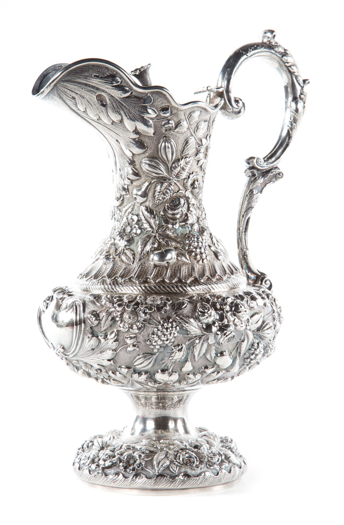 Appraisal: American repousse sterling silver lidded ewer Loring Andrews Cincinnati Ohio