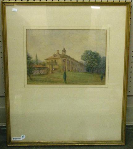 Appraisal: Framed watercolor of Mt Vernon depicting slaves unsigned image size