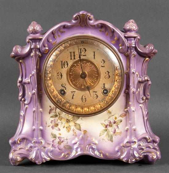 Appraisal: Talisman china cased mantel clock late th century Estimate -