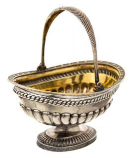 Appraisal: A RUSSIAN PARCEL GILT SILVER CAKE BASKET WITH SWING HANDLE