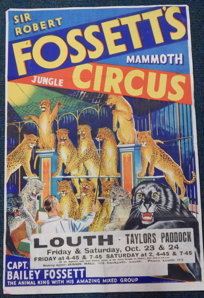 Appraisal: A Sir Robert Fossett's Marathon Jungle circus poster for Taylor's