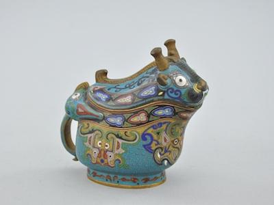 Appraisal: A Chinese Cloisonne Bull In the form of a lidded