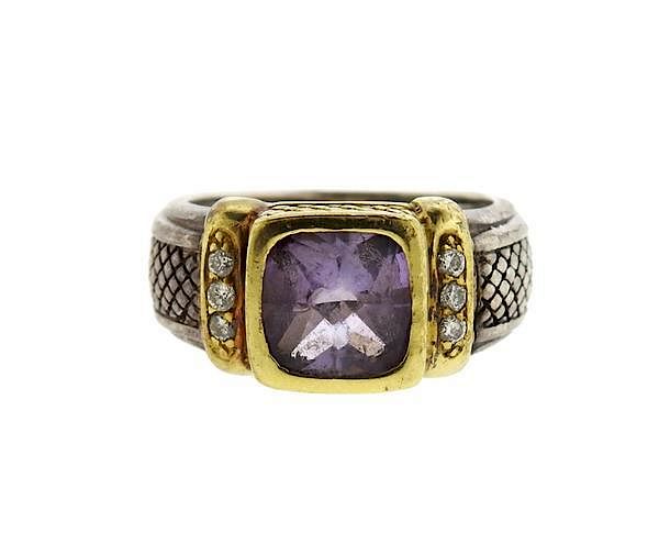 Appraisal: Judith Ripka K Gold Sterling Amethyst Diamond Ring METAL Sterling