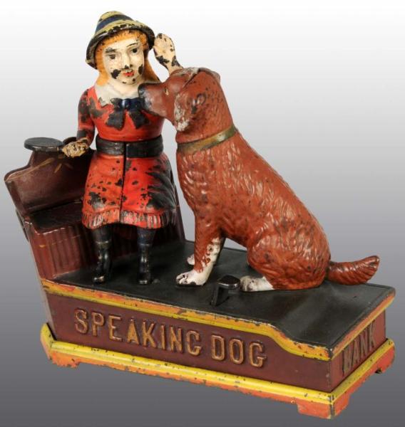 Appraisal: Cast Iron Speaking Dog Mechanical Bank Description Made by Shepard