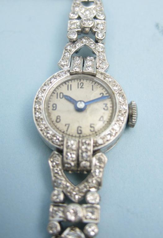 Appraisal: An Art Deco Diamond cocktail Watch the circular dial with