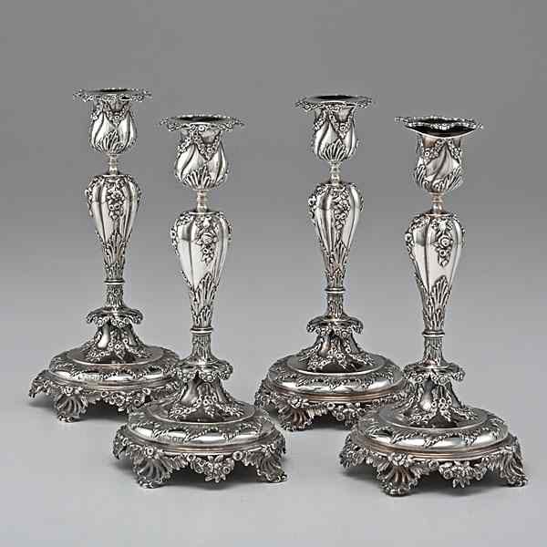 Appraisal: Victorian Sterling Candlesticks London England ca four sterling silver candlesticks