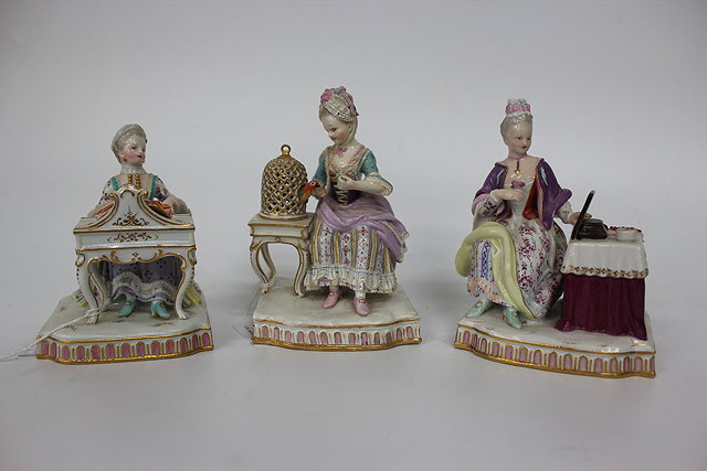 Appraisal: A GROUP OF THREE MEISSEN PORCELAIN GROUPS OF THREE LADIES