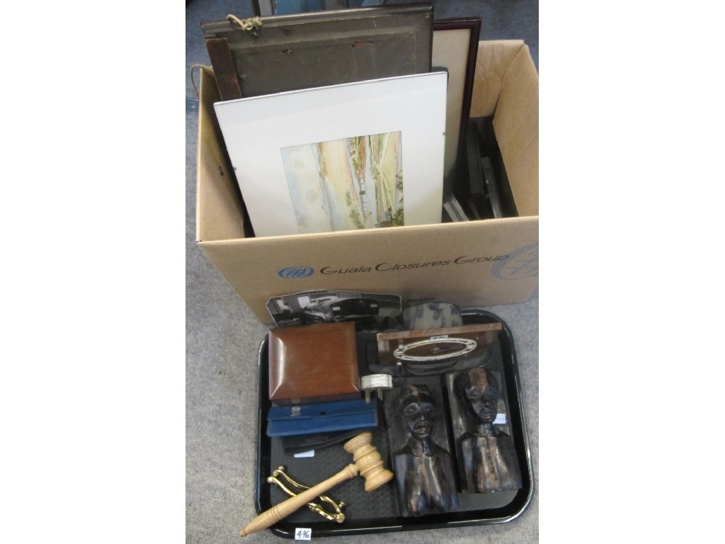 Appraisal: Box of various photos etc and a tray containing a