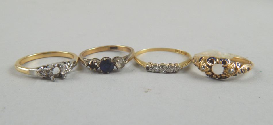 Appraisal: Four dress rings all yellow metal one marked ct and