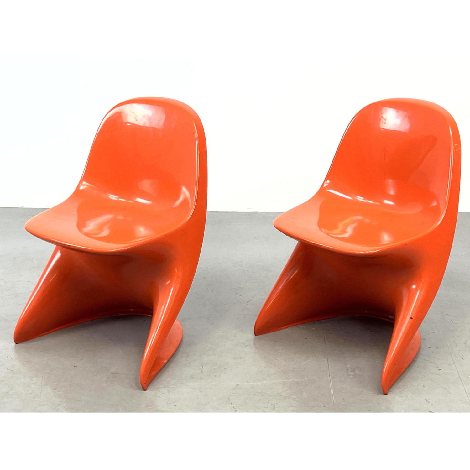 Appraisal: Child's size Caslino I orange Chairs Panton Style Dimensions H