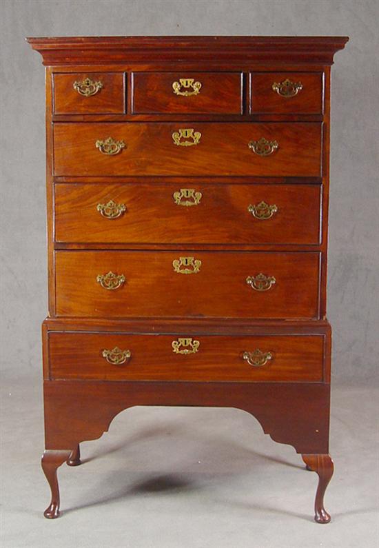 Appraisal: English Mahogany Highboy th Century Three over four drawers Queen