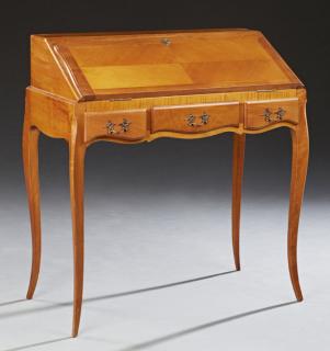 Appraisal: Louis XV Style Carved Cherry Slant Front Secretary Louis XV