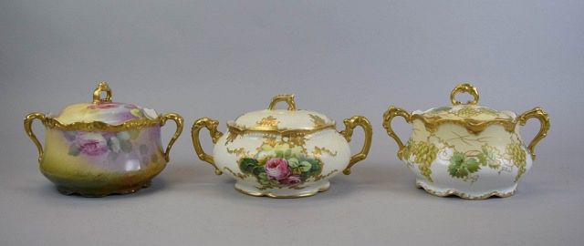 Appraisal: Limoges Lidded Soup Tureen Grouping Lot includes three gilt handpainted