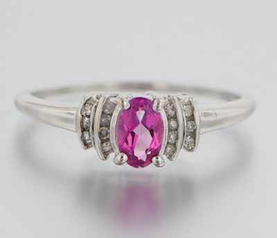 Appraisal: A Ladies' Pink Sapphire and Diamond Ring k white gold