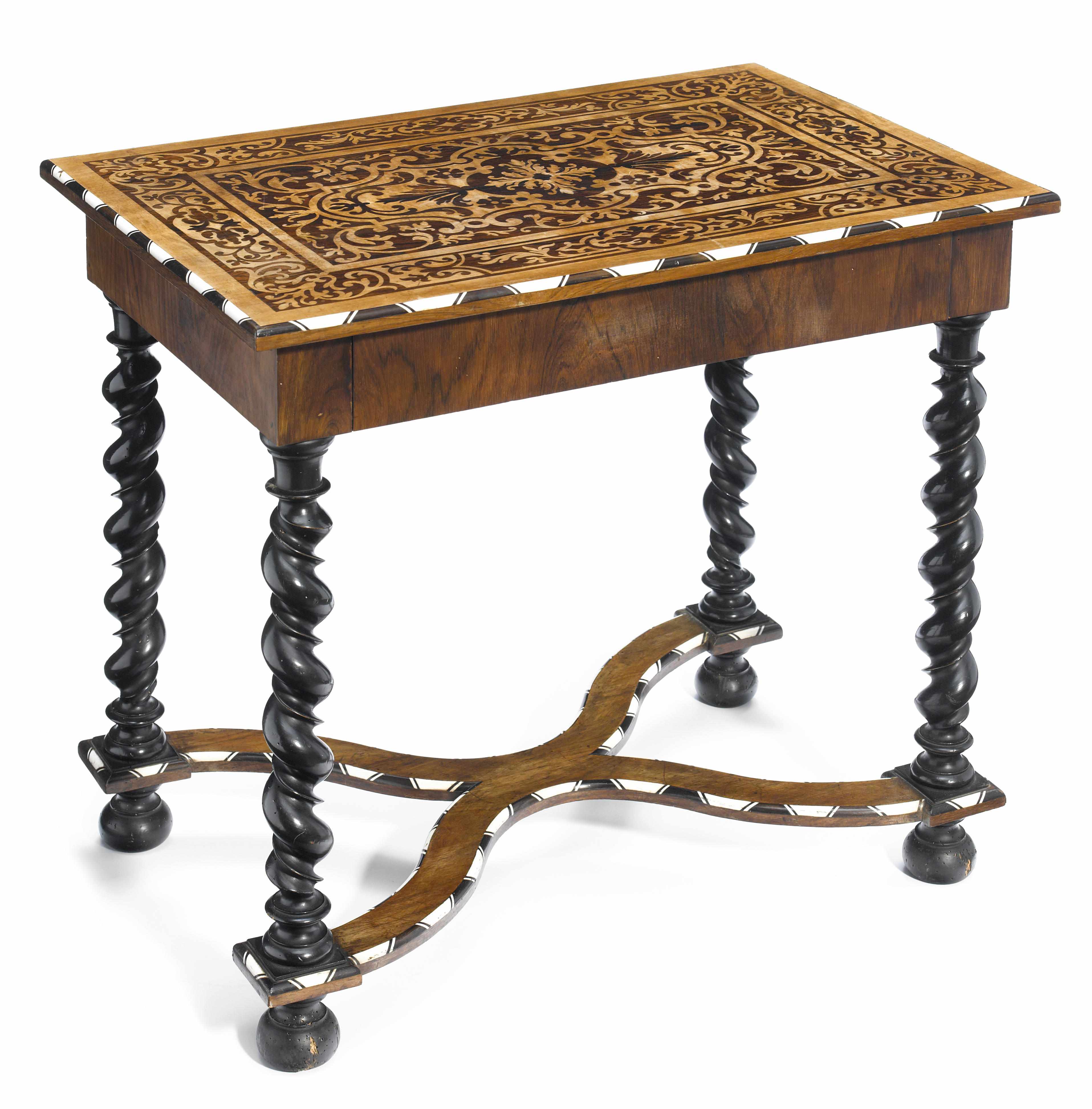 Appraisal: A Dutch Baroque style bone and marquetry inlaid ebonized and