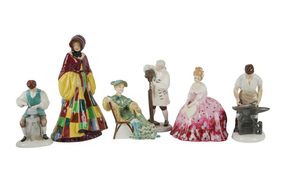 Appraisal: SIX ROYAL DOULTON PORCELAIN FIGURESeach with printed factory mark comprising