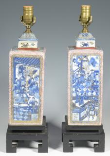 Appraisal: Pair Chinese lamps Kangxi style Pair of Chinese Kangxi style